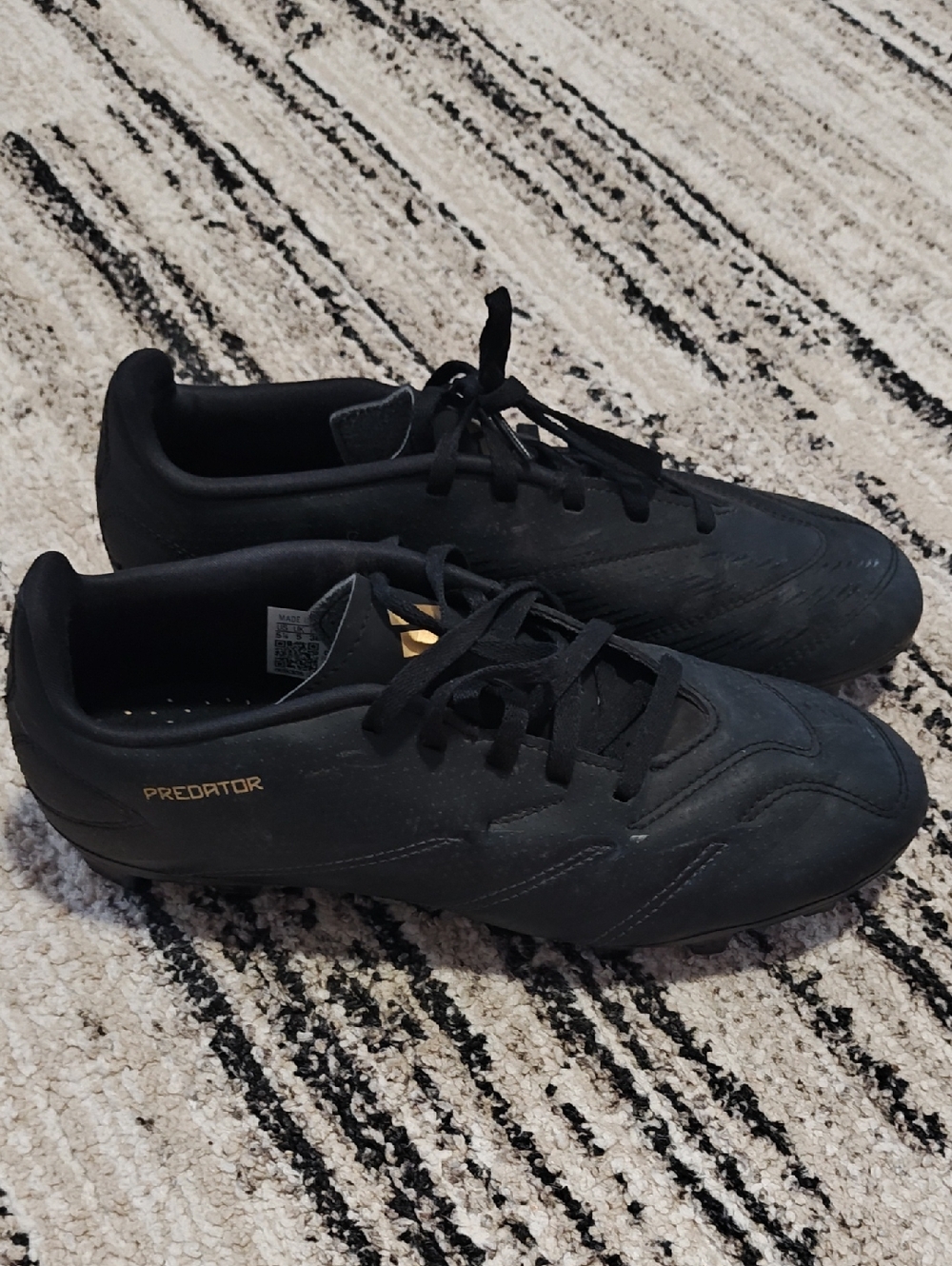 adidas Predator Boys Black Soccer Cleats with Gold Accent